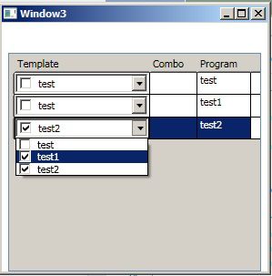 embed check boxes within combo box in DataGrid